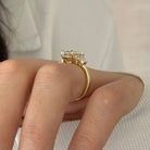 3 carat Elongated Cushion cut lab-grown diamond IGI certified, side stones engagement ring.