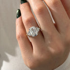 5 carat Oval cut lab-grown diamond IGI certified, three stone engagement ring.