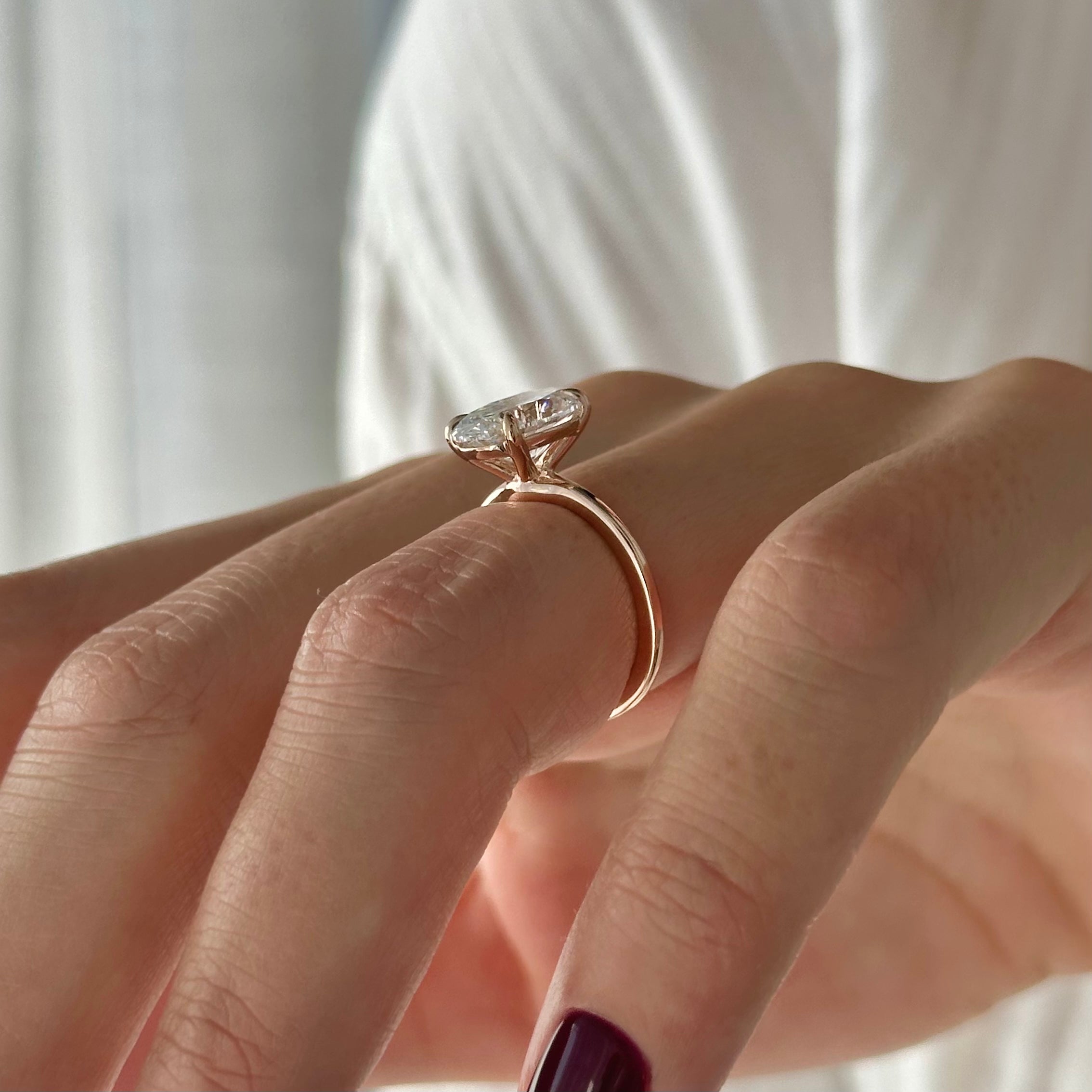 3 carat Oval cut lab-grown diamond IGI certified, solitaire engagement ring.