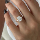 2 carat Elongated Cushion cut lab-grown diamond IGI certified, side stones engagement ring.