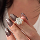 all-groups | 5 carat Elongated Cushion cut lab-grown diamond IGI certified, three stone engagement ring.