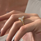 all-groups | 5 carat Elongated Cushion cut lab-grown diamond IGI certified, three stone engagement ring.