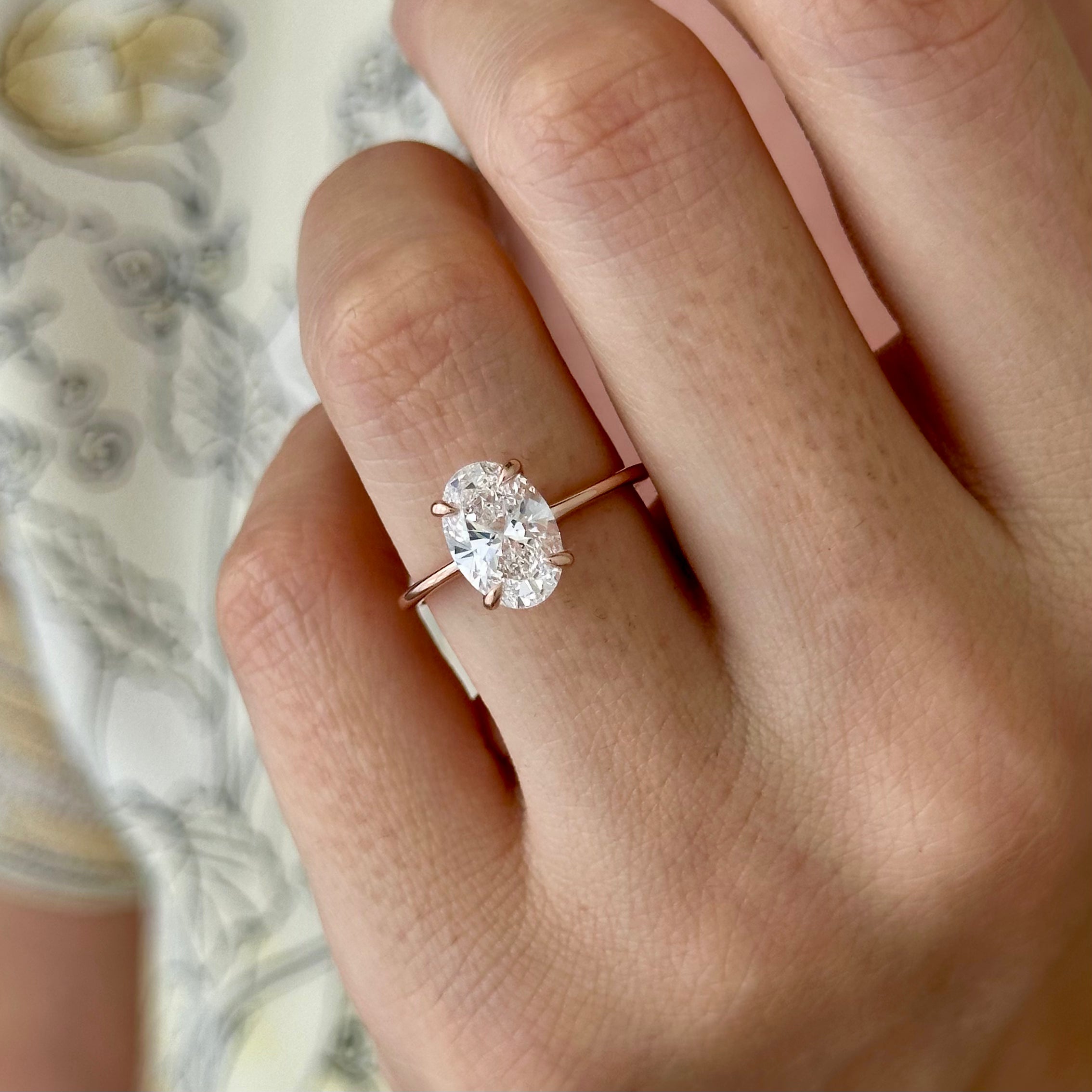 2 carat Oval cut lab-grown diamond IGI certified, solitaire engagement ring.