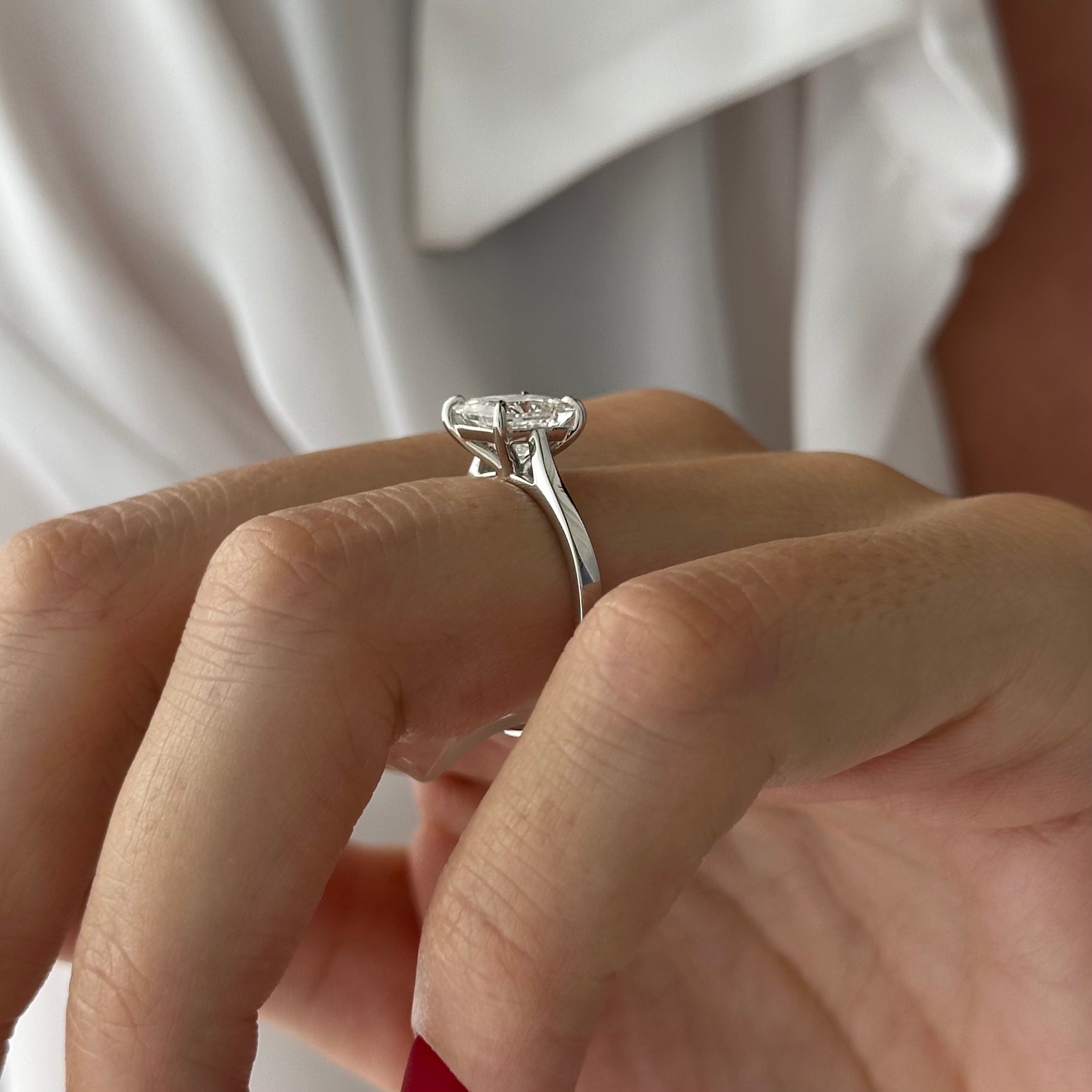 2 carat Princess cut lab-grown diamond IGI certified, solitaire engagement ring.