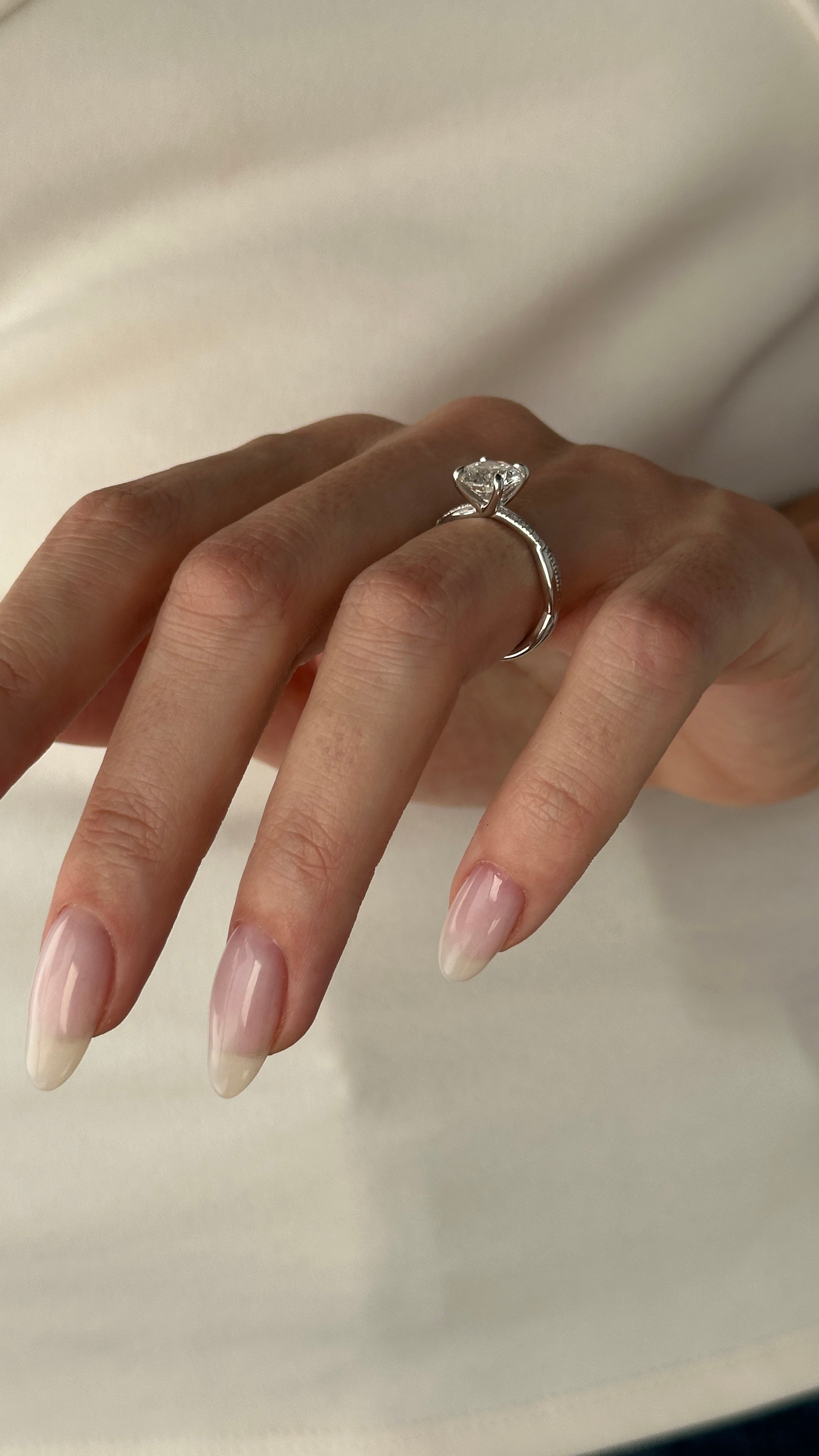 2 carat Round Brilliant cut lab-grown diamond IGI certified, pave engagement ring.
