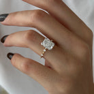 2 carat Elongated Cushion cut lab-grown diamond IGI certified, side stones engagement ring.