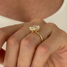 3 carat Emerald cut lab-grown diamond IGI certified, hidden halo engagement ring.