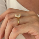 3 carat Emerald cut lab-grown diamond IGI certified, hidden halo engagement ring.