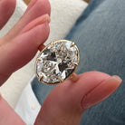 5 carat Oval cut lab-grown diamond IGI certified, bezel engagement ring.