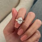 2 carat Oval cut lab-grown diamond IGI certified, bezel engagement ring.