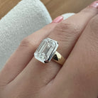 3 carat Oval cut lab-grown diamond IGI certified, bezel engagement ring.