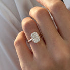 3 carat Elongated Cushion cut lab-grown diamond IGI certified, solitaire engagement ring.