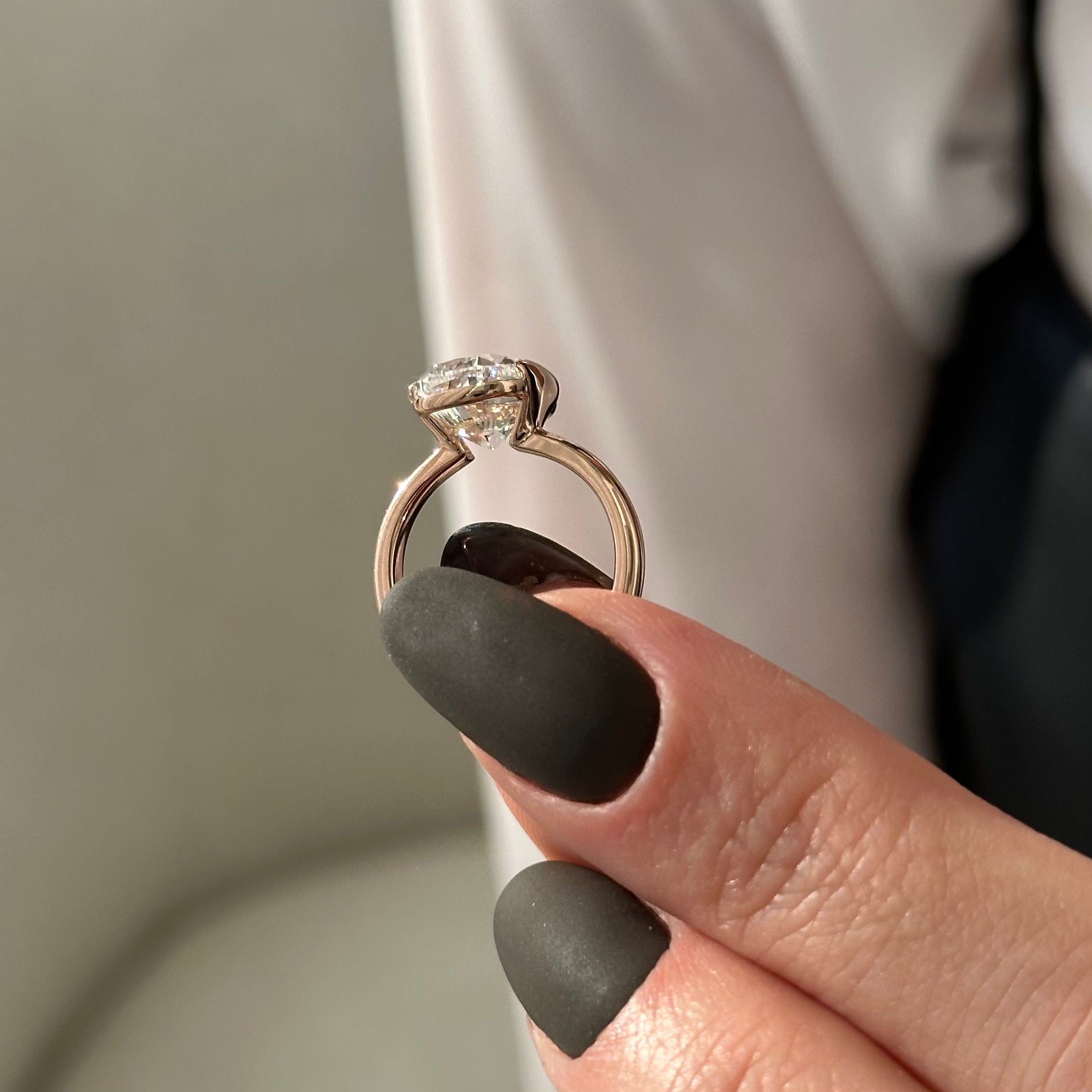 3 carat Elongated Cushion cut lab-grown diamond IGI certified, solitaire engagement ring.