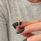 3 carat Elongated Cushion cut lab-grown diamond IGI certified, hidden halo engagement ring.