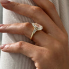 5 carat Pear cut lab-grown diamond IGI certified, three stone engagement ring.