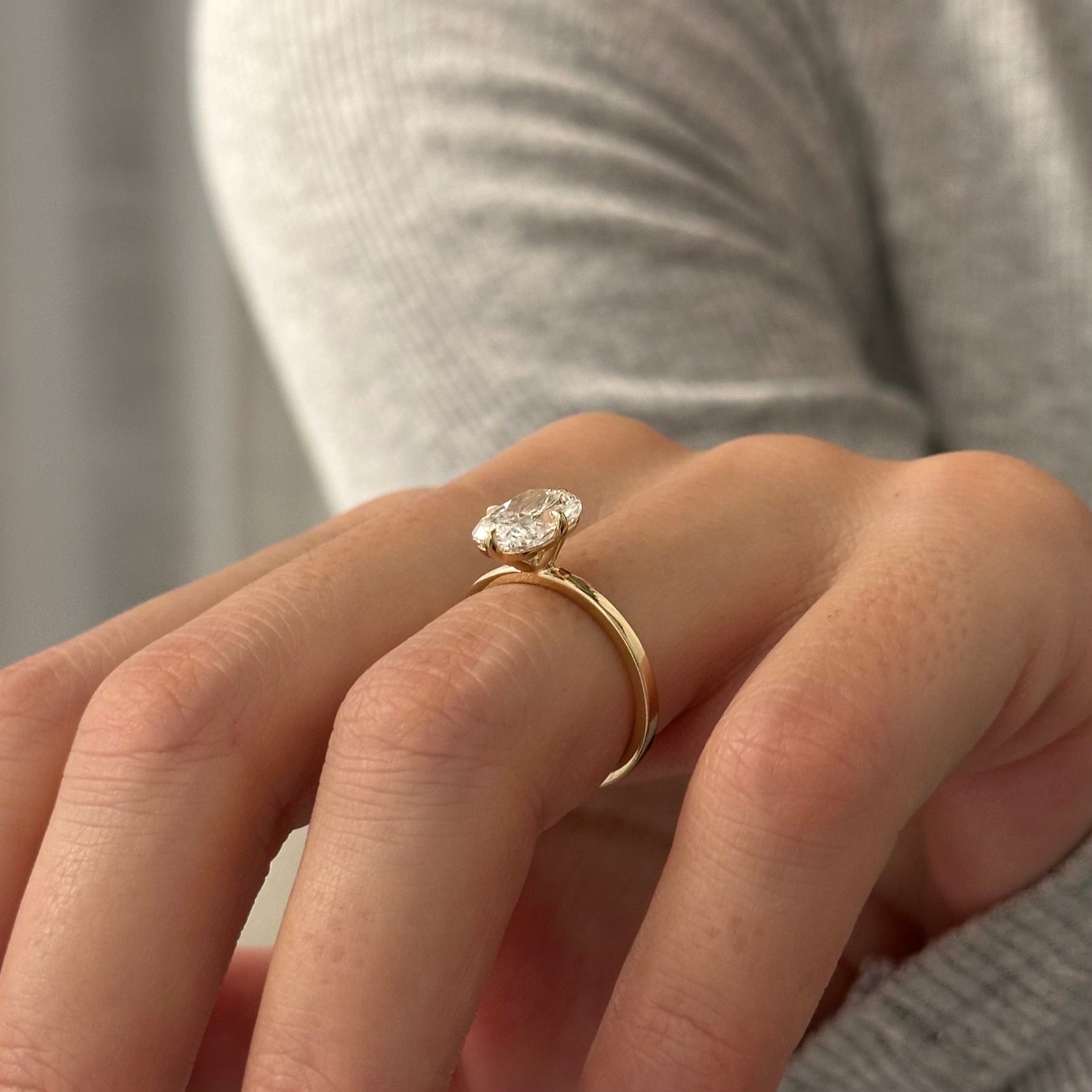 2 carat Elongated Cushion cut lab-grown diamond IGI certified, pave engagement ring.