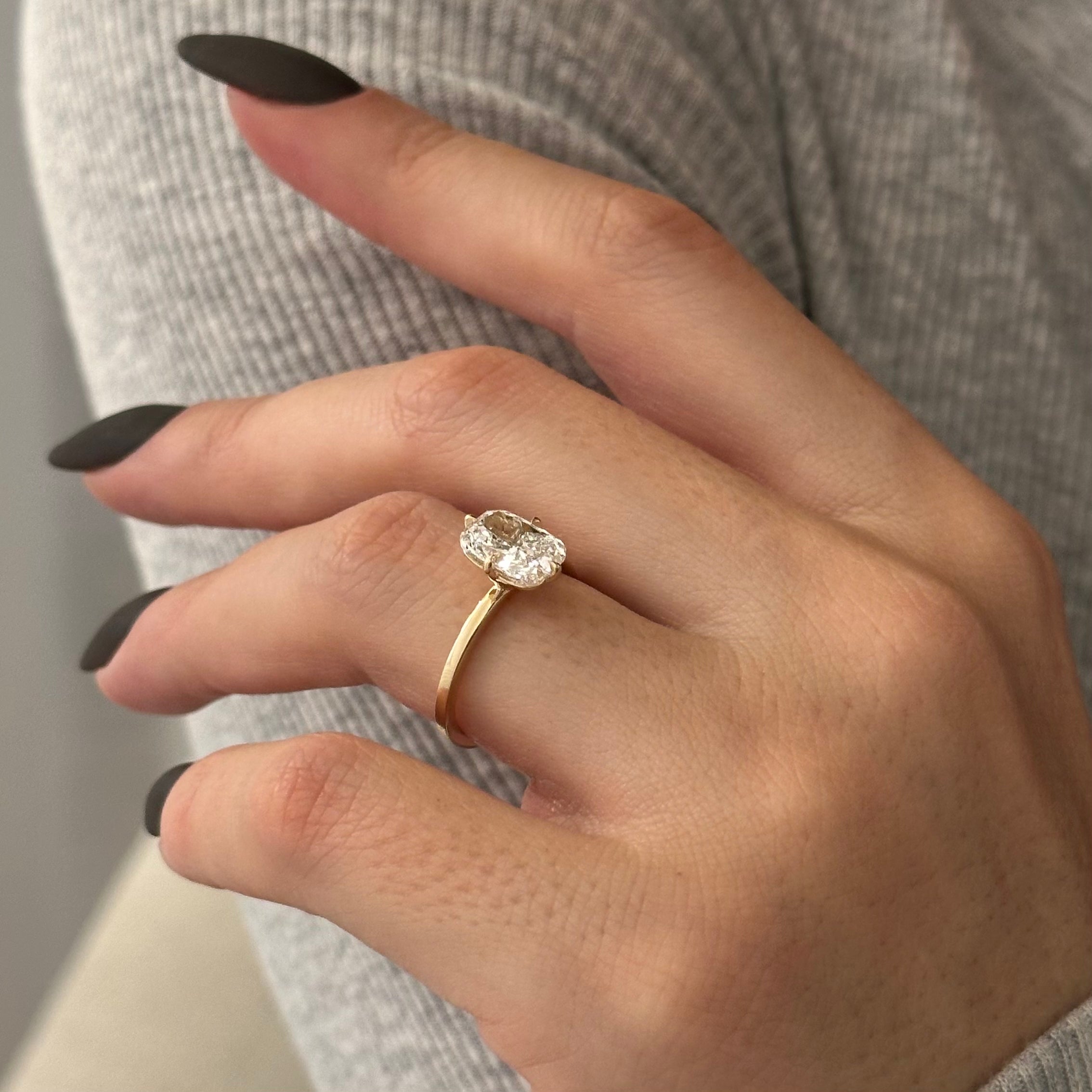 2 carat Elongated Cushion cut lab-grown diamond IGI certified, pave engagement ring.