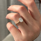 2 carat Elongated Cushion cut lab-grown diamond IGI certified, pave engagement ring.