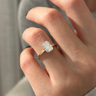 2 carat Elongated Cushion cut lab-grown diamond IGI certified, pave engagement ring.
