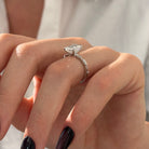 all-groups | 2.5 carat Emerald cut lab-grown diamond IGI certified, side stones engagement ring.