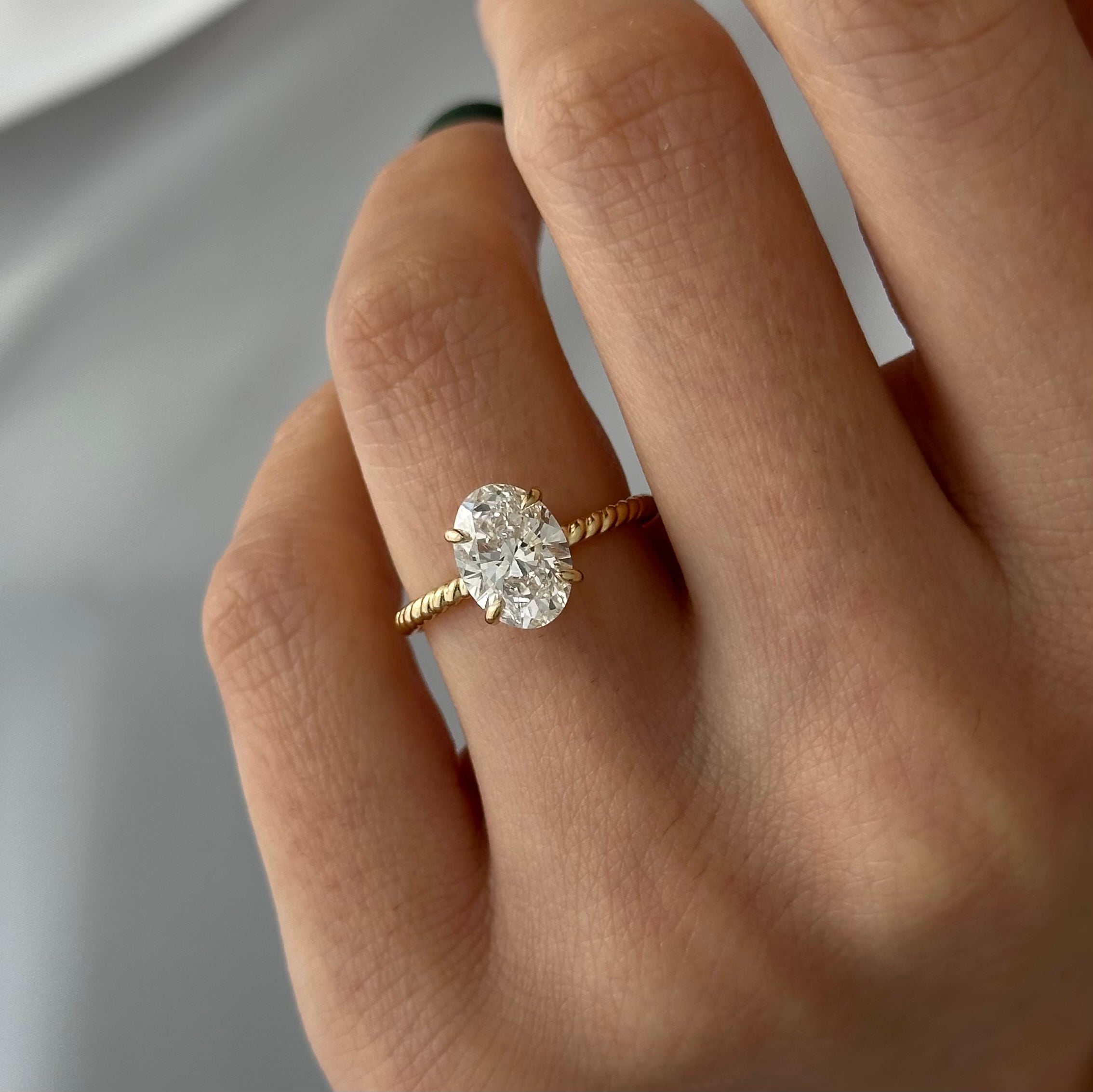 all-groups | 2 carat Oval cut lab-grown diamond IGI certified, hidden halo engagement ring.