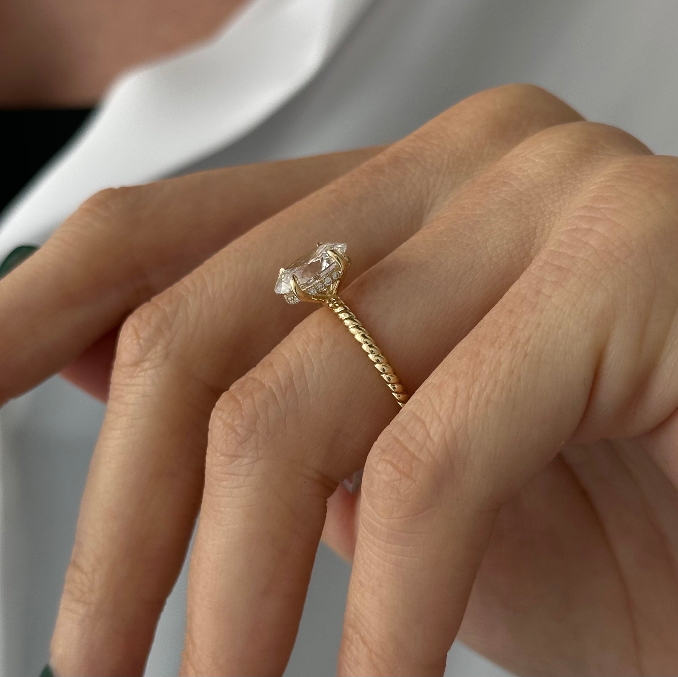 all-groups | 2 carat Oval cut lab-grown diamond IGI certified, hidden halo engagement ring.