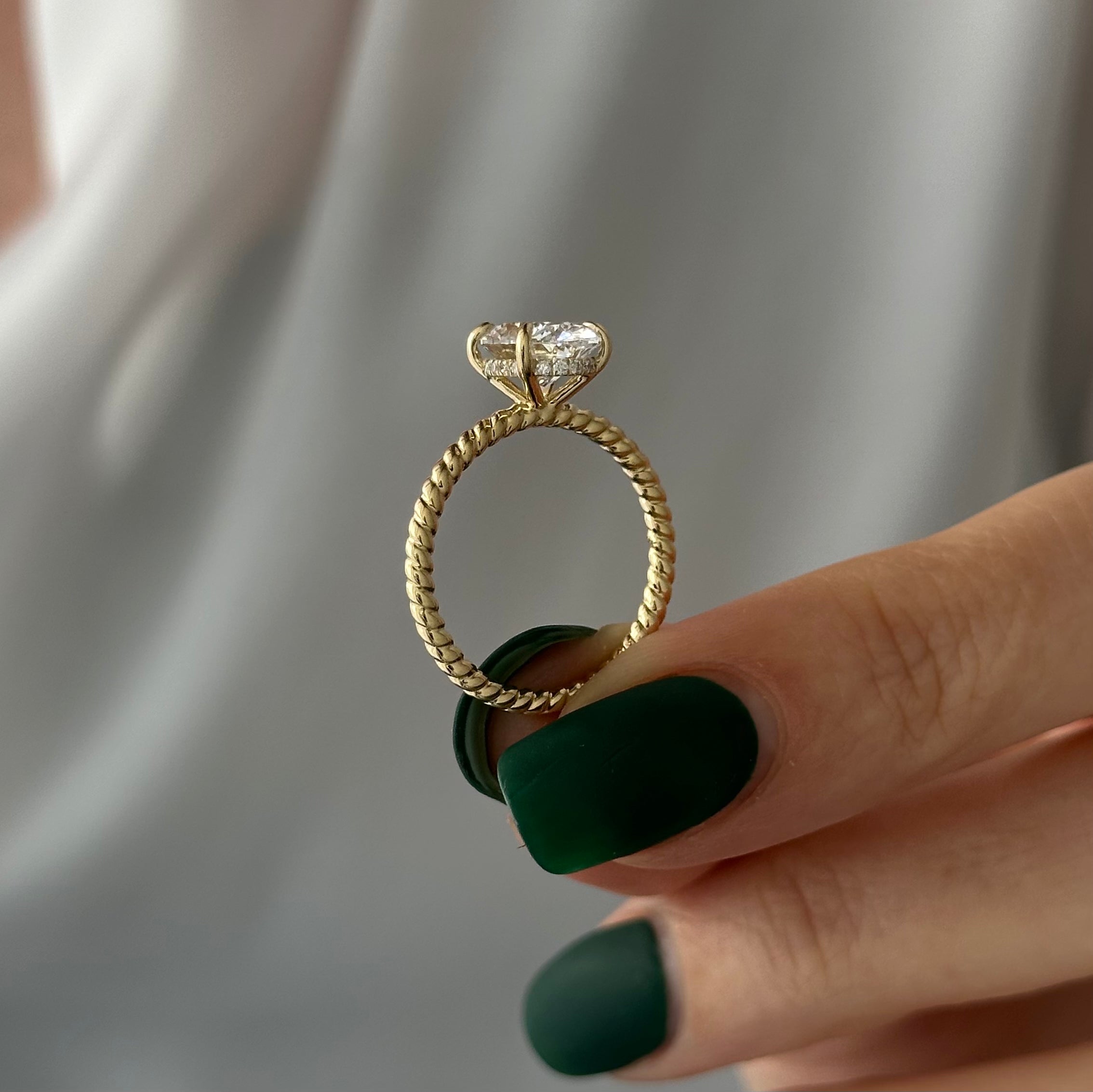 all-groups | 2 carat Oval cut lab-grown diamond IGI certified, hidden halo engagement ring.
