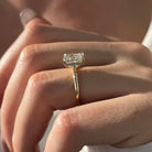 3 carat Oval cut lab-grown diamond IGI certified, hidden halo engagement ring.