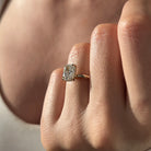 3 carat Oval cut lab-grown diamond IGI certified, hidden halo engagement ring.