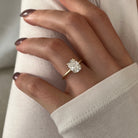 3 carat Oval cut lab-grown diamond IGI certified, hidden halo engagement ring.