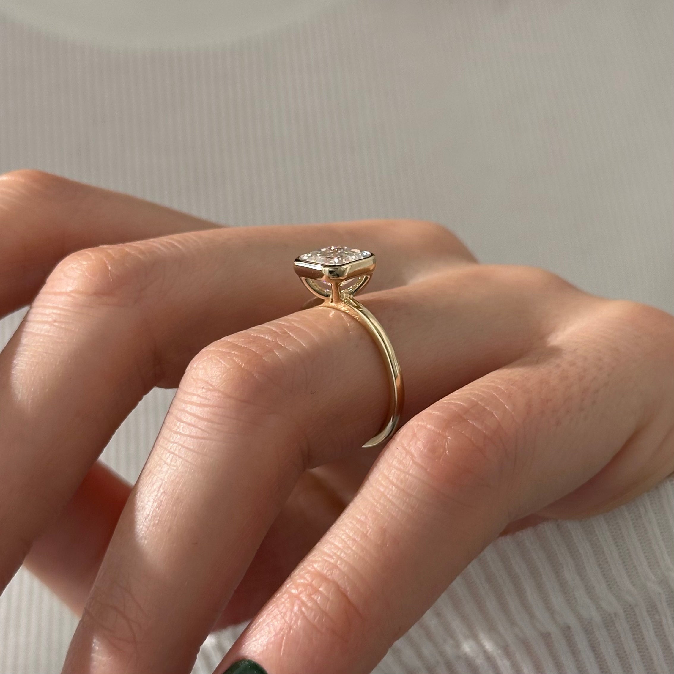 all-groups | 2 carat Asscher cut lab-grown diamond IGI certified, solitaire engagement ring.