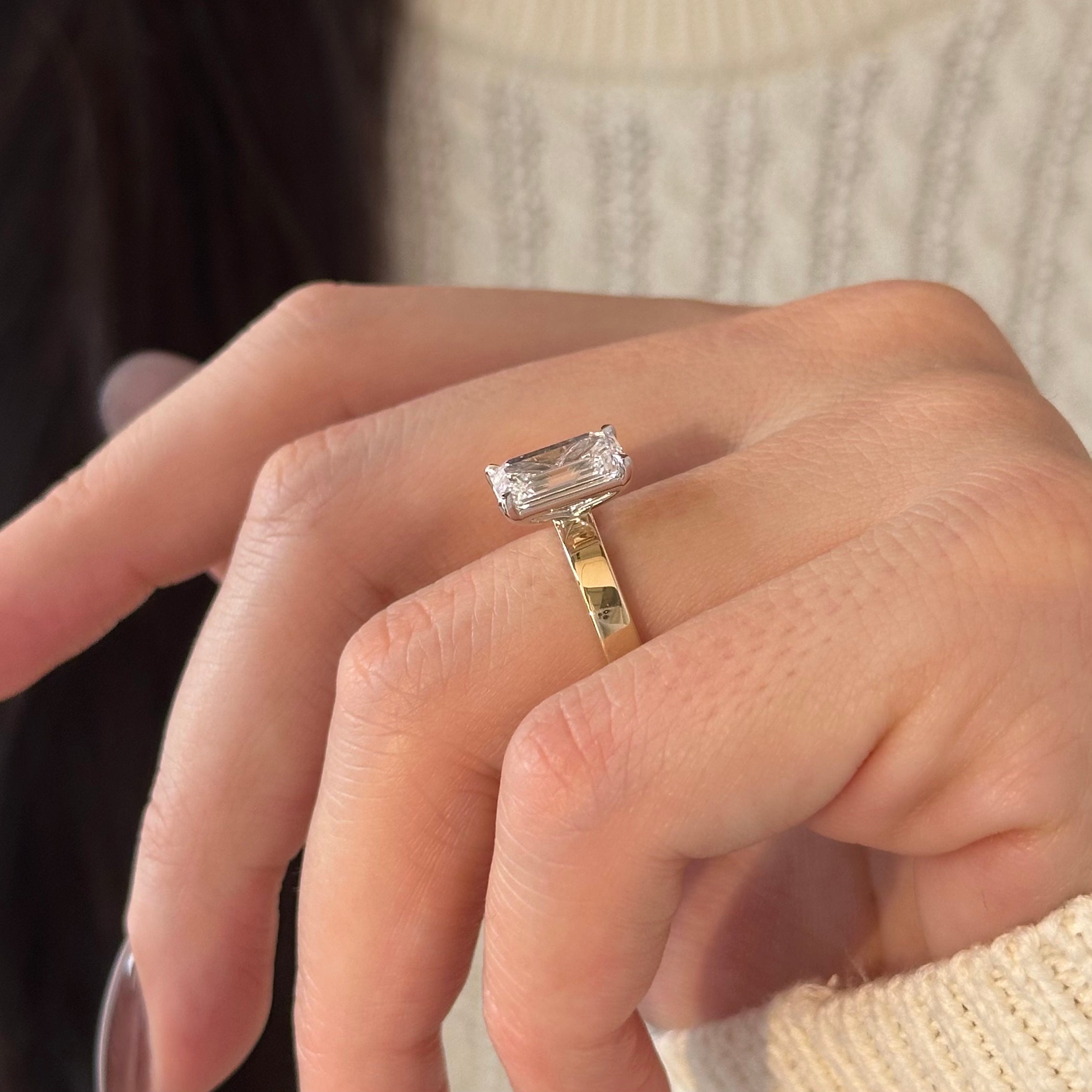 all-groups | 3 carat Emerald cut lab-grown diamond IGI certified, solitaire engagement ring.