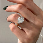 5 carat Oval cut lab-grown diamond IGI certified, three stone engagement ring.