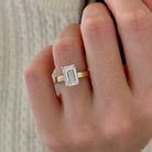 3 carat Emerald cut lab-grown diamond IGI certified, solitaire engagement ring.