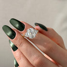5 carat Oval cut lab-grown diamond IGI certified, three stone engagement ring.
