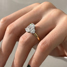5 carat Oval cut lab-grown diamond IGI certified, three stone engagement ring.