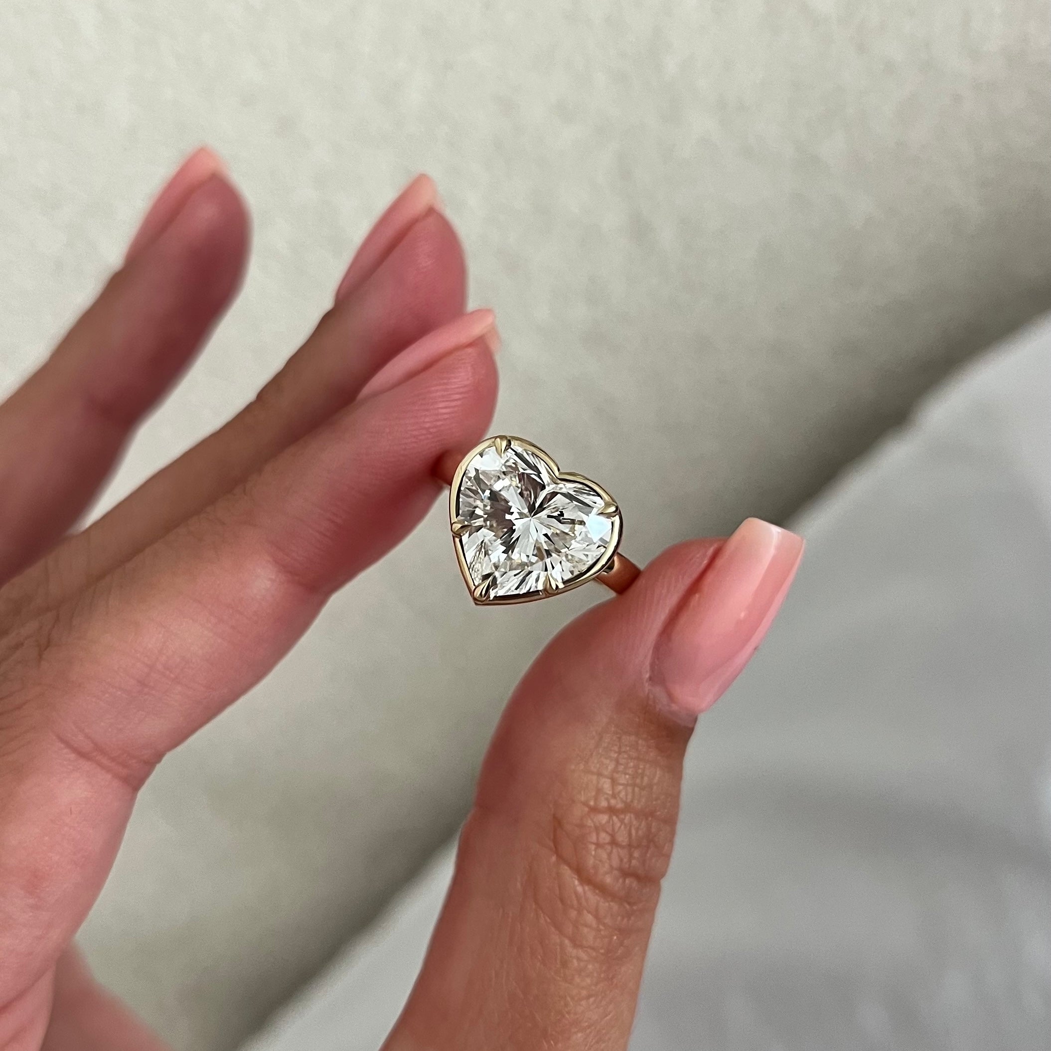 5 carat Radiant cut lab-grown diamond IGI certified, solitaire engagement ring.