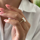 5 carat Radiant cut lab-grown diamond IGI certified, solitaire engagement ring.