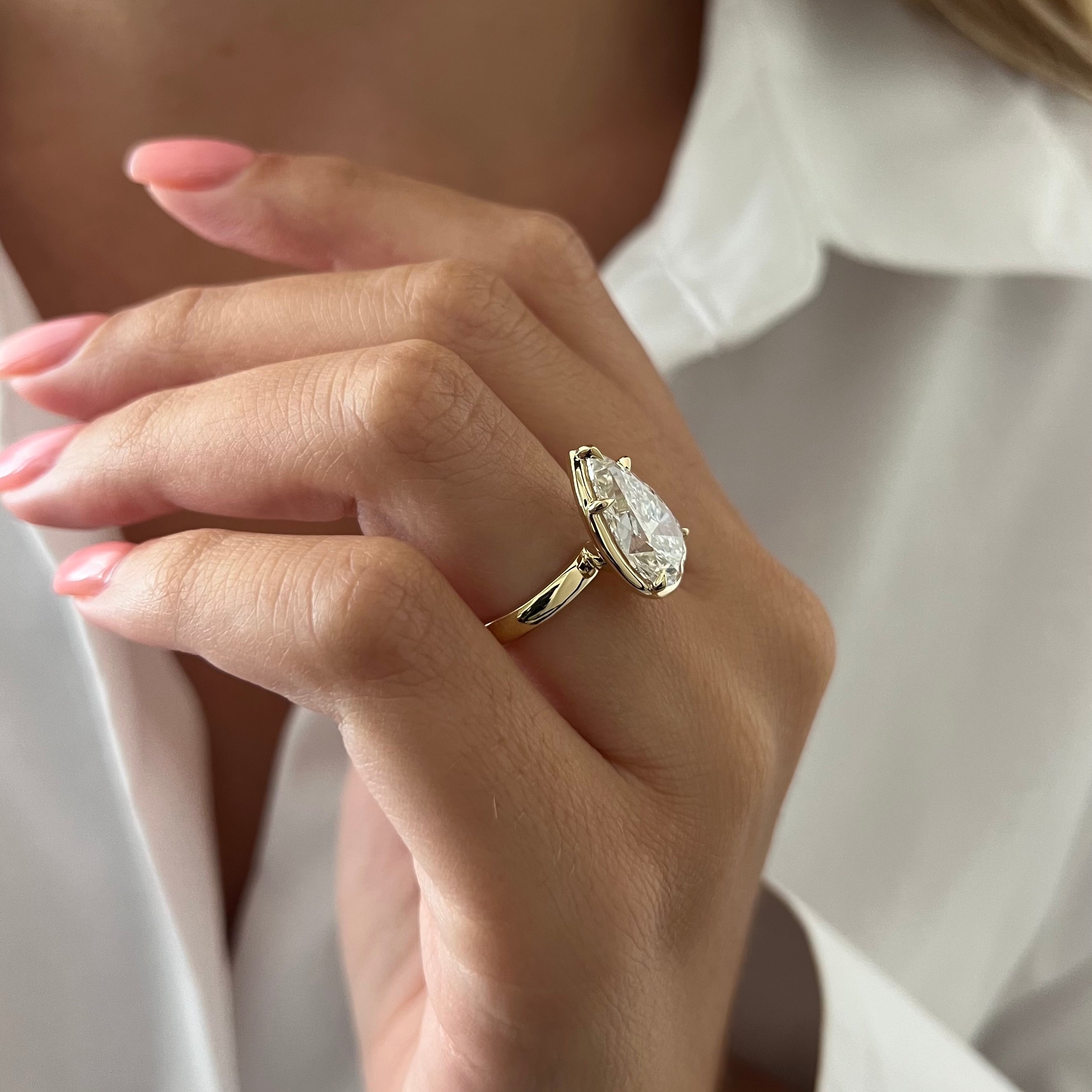5 carat Radiant cut lab-grown diamond IGI certified, solitaire engagement ring.