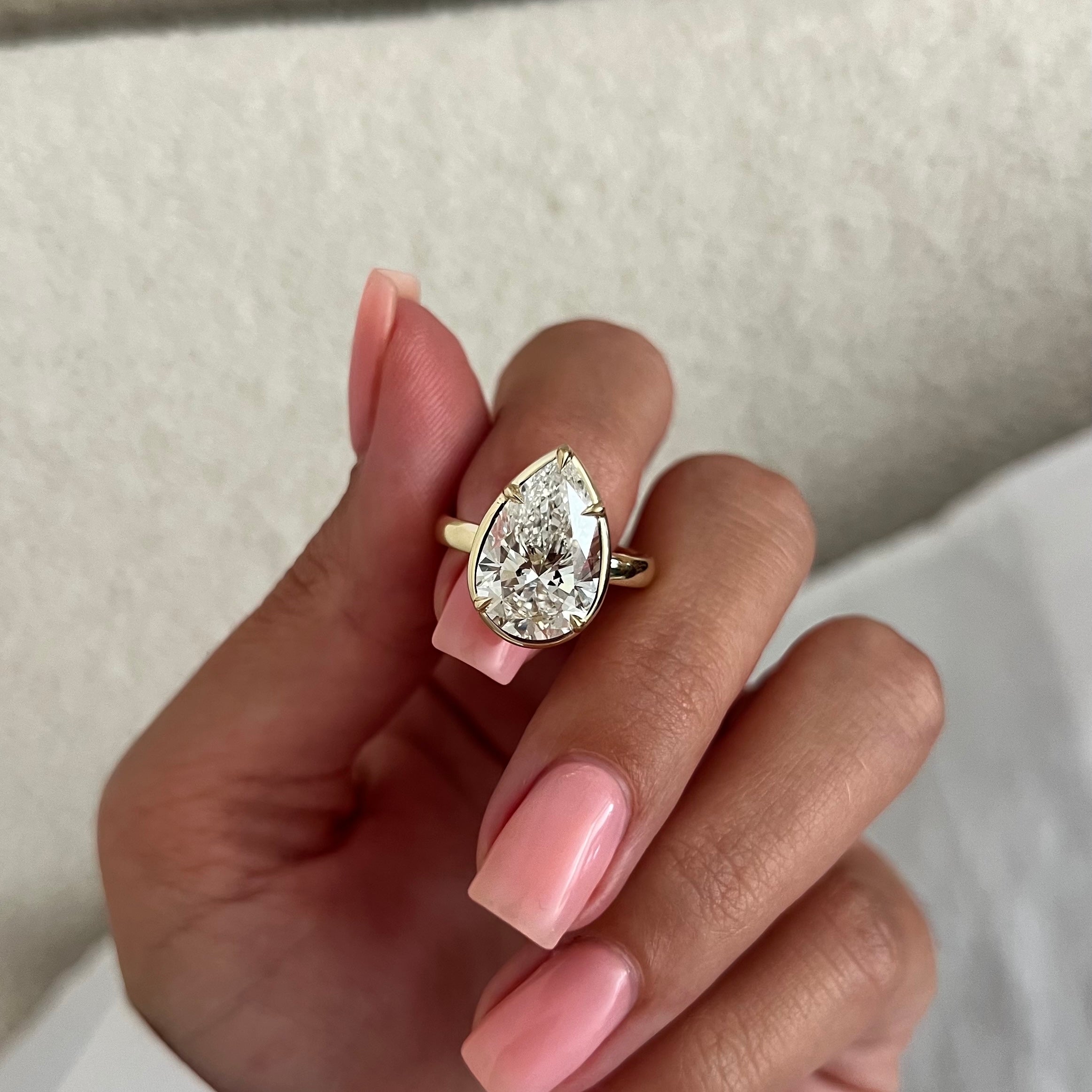 5 carat Radiant cut lab-grown diamond IGI certified, solitaire engagement ring.
