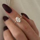 2 carat Oval cut lab-grown diamond IGI certified, hidden halo engagement ring.