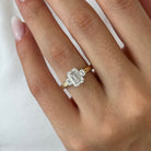 all-groups | 2.25 carat Emerald cut lab-grown diamond IGI certified, three stone engagement ring.