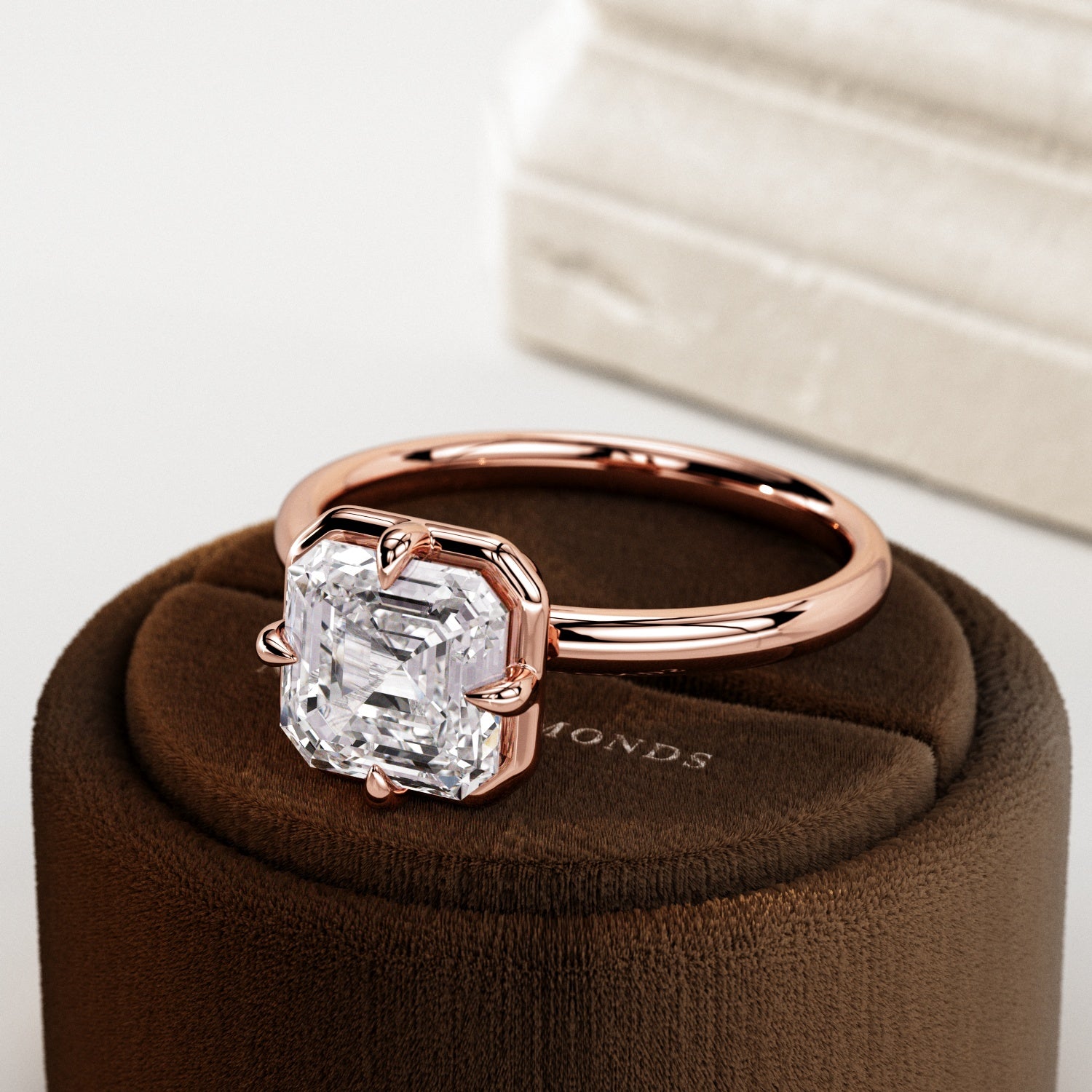 2 carat Elongated Cushion cut lab-grown diamond IGI certified, bezel engagement ring.