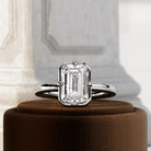 2 carat Elongated Cushion cut lab-grown diamond IGI certified, bezel engagement ring in 14K White Gold.