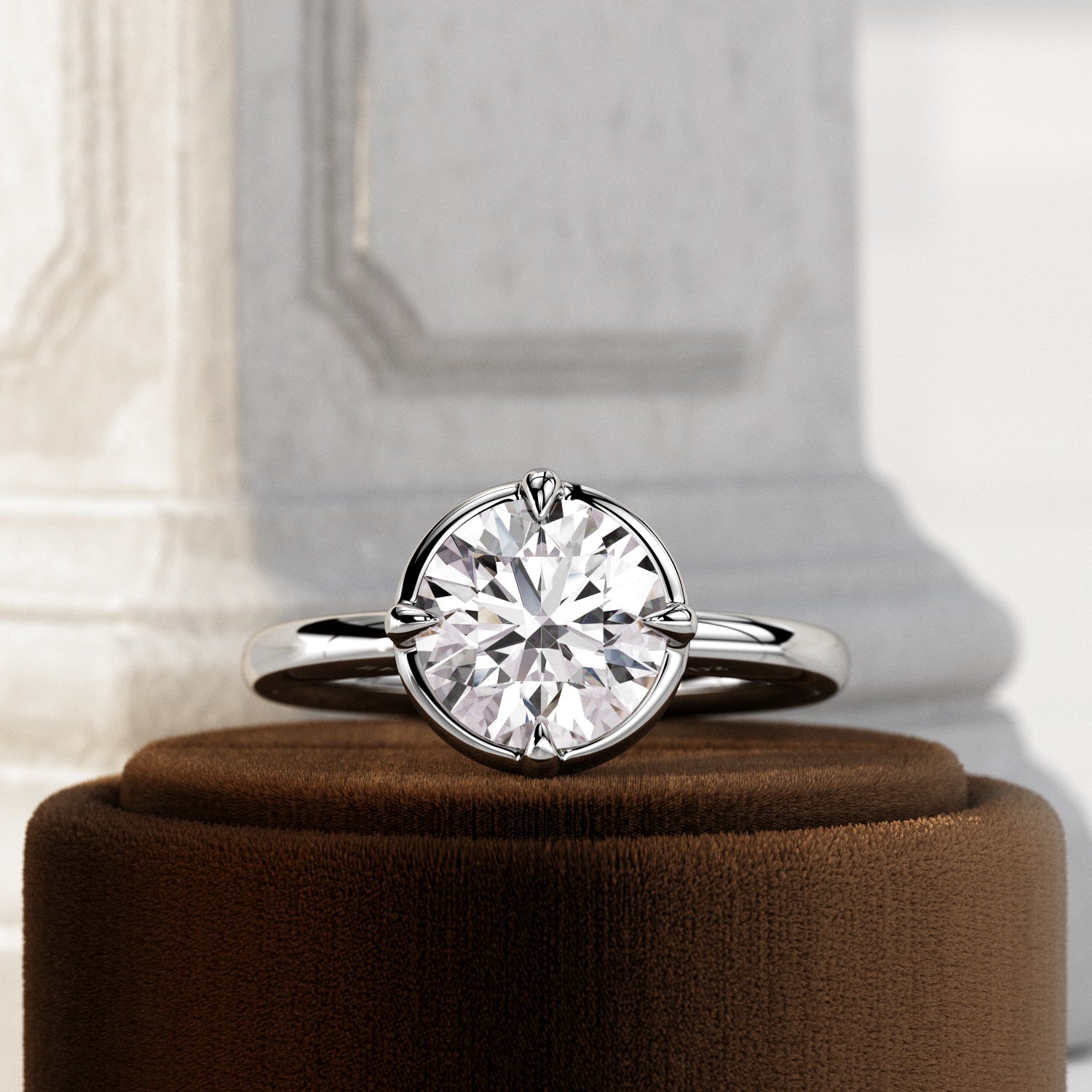 2 carat Elongated Cushion cut lab-grown diamond IGI certified, bezel engagement ring in 14K White Gold.