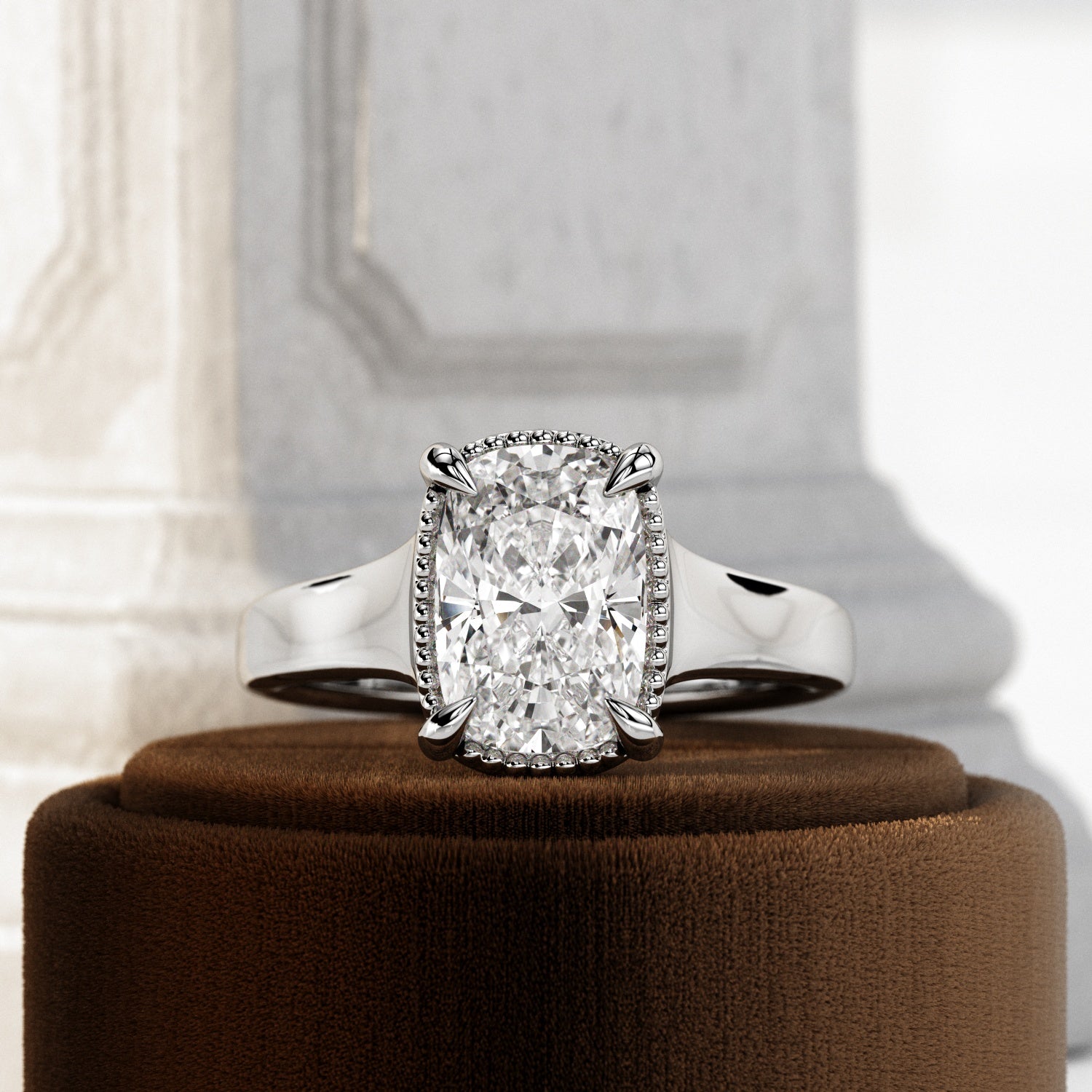 2 carat Cushion cut lab-grown diamond IGI certified, engagement ring.