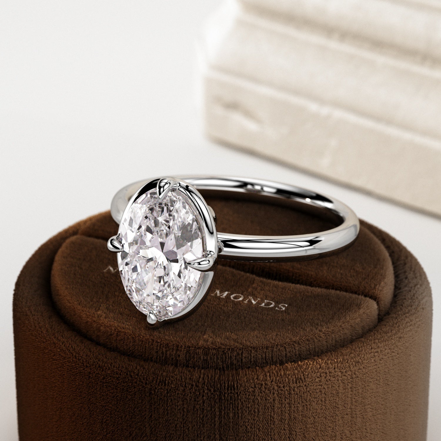 2 carat Elongated Cushion cut lab-grown diamond IGI certified, bezel engagement ring.