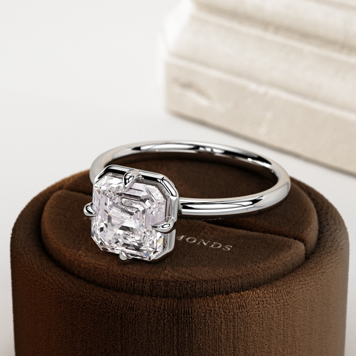 2 carat Elongated Cushion cut lab-grown diamond IGI certified, bezel engagement ring.