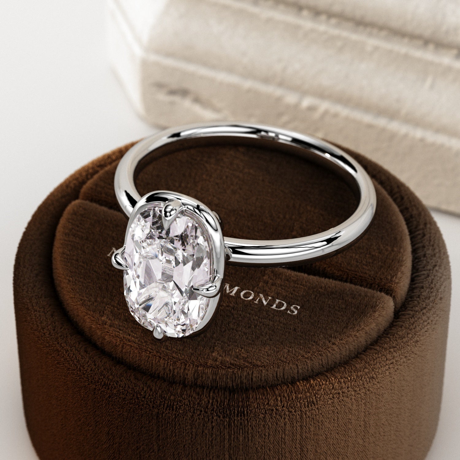 2 carat Elongated Cushion cut lab-grown diamond IGI certified, bezel engagement ring.