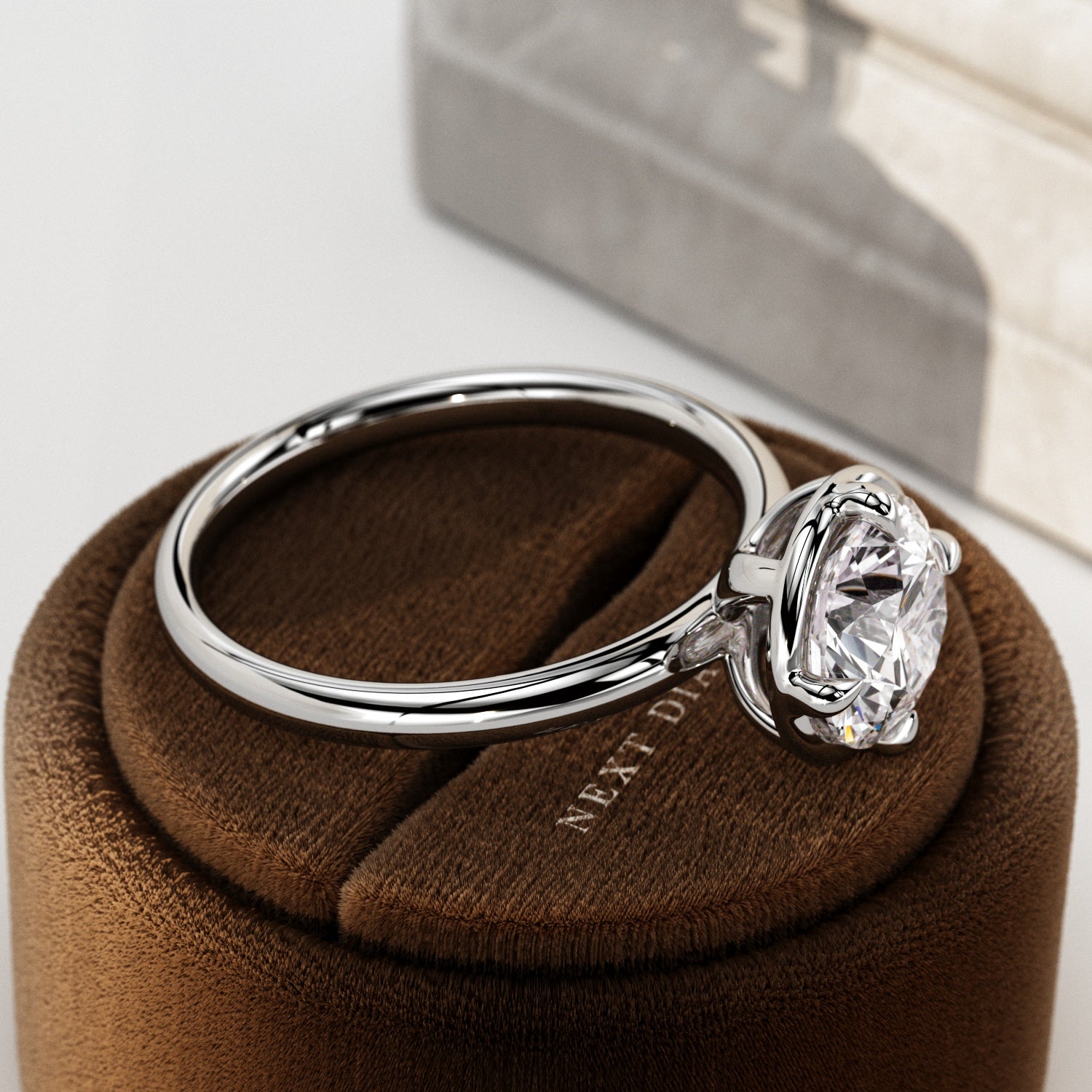 2 carat Elongated Cushion cut lab-grown diamond IGI certified, bezel engagement ring.